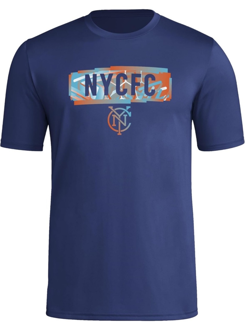 NWT adidas Navy NYCFC Short-Sleeve Graphic Tee with Orange & Light Blue Accents